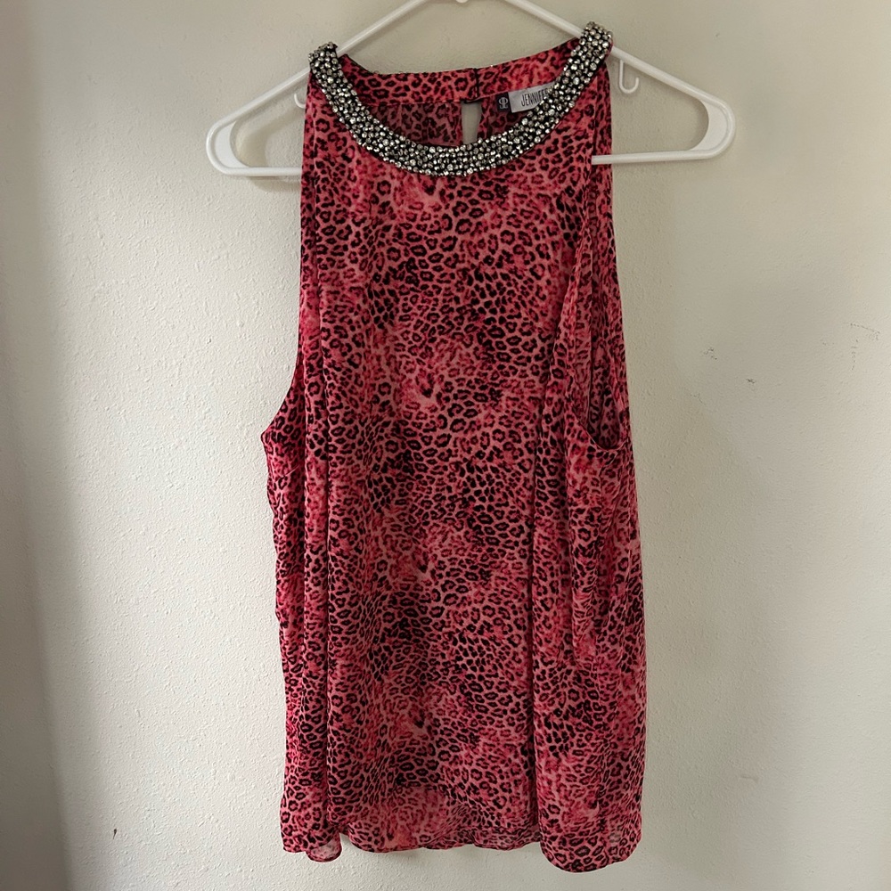Jennifer Lopez cheetah print backflow tank top